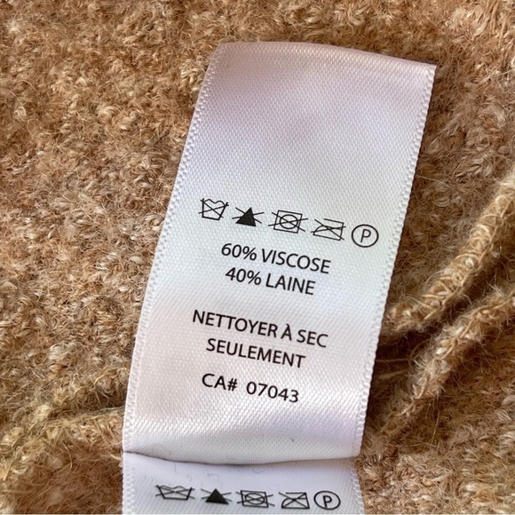 Tahari Long Open front Wool Blend Vest Cardigan Beige/Tan Size S - Picture 6 of 7